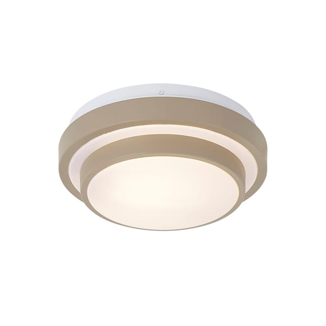 Qazqa Moderne Deckenleuchte Taupe Mit Weiß 25cm Ip44 - Walden