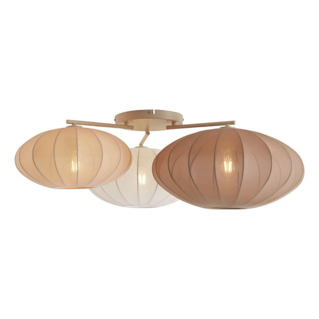 Qazqa Japandi Deckenleuchte Weiß Mit Beige Und Braun 3-flammig -