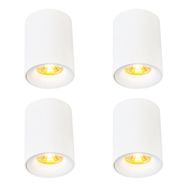 Qazqa Set Mit 4 Modernen Aufbaustrahlern Weiß Gu10 50mm - Ronda