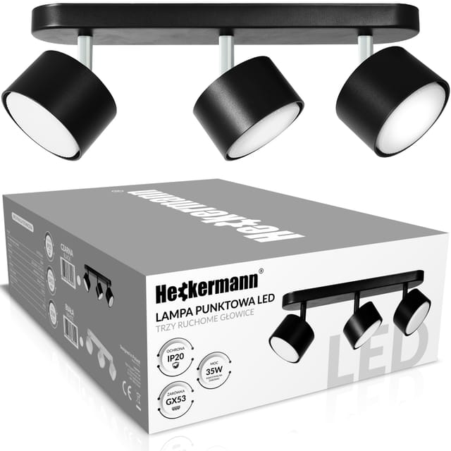 Heckermann 8795316a Led-scheinwerfer Schwarz 3x Kopf
