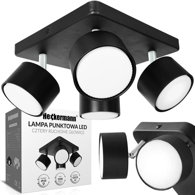 Heckermann 8795318a Led-scheinwerfer Schwarz 4x Kopf
