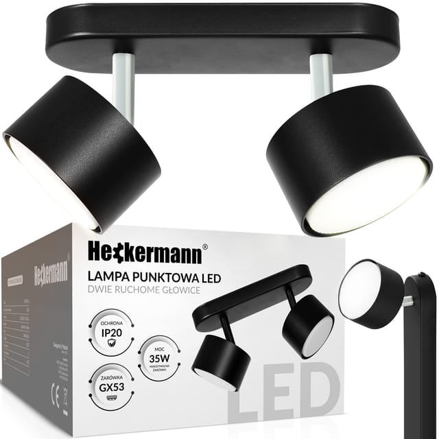 Heckermann 8795314a Led-scheinwerfer Schwarz 2x Kopf