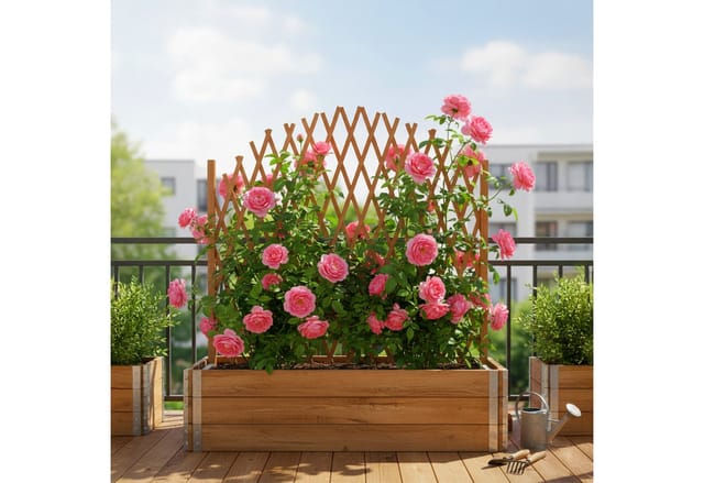 Relaxdays Rankgitter Holz, Ausziehbar, 200 Cm, Rankhilfe Kletterpflanzen, Freistehend, Garten, Balkon, Terrasse, Orange