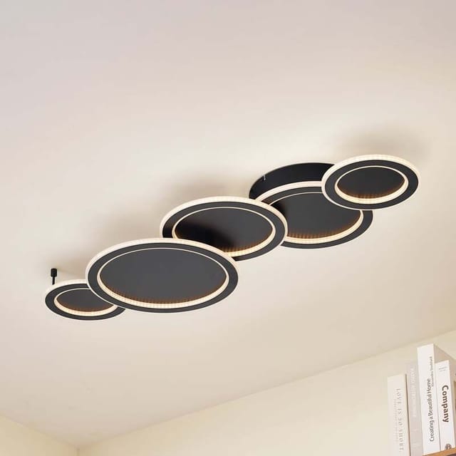[gebraucht] B-ware Lucande Led-deckenleuchte Diala Schwarz Metall 96 Cm Deckenlampe Lampe Leuchte