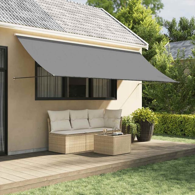 Markise Einziehbar Anthrazit 350x150 Cm Stoff Und Stahl