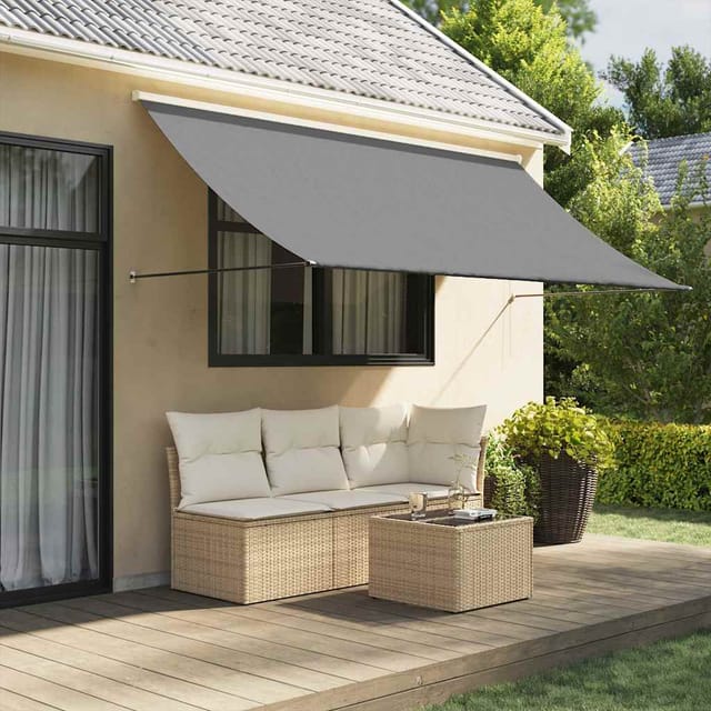Markise Einziehbar Anthrazit 300x150 Cm Stoff Und Stahl