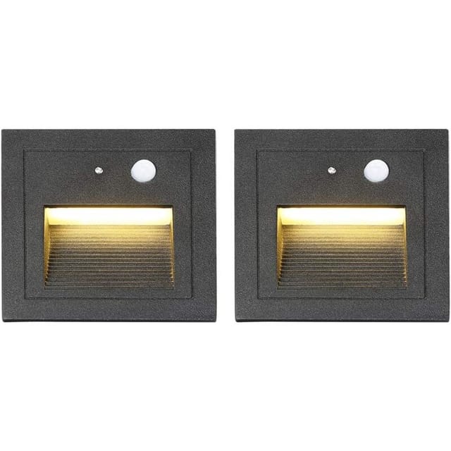 2er-pack Led-einbaustrahler, 3 W, Wandleuchte, Treppenbeleuchtung, Bewegungsmelder, Bodeneinbauleuchte, 2800 K Warmweiß-weiß, Klb