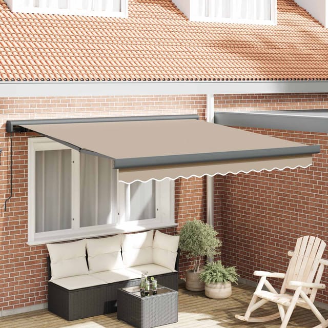 Einziehbare Markise Beige 300 X 250 Cm Stoff Und Metall