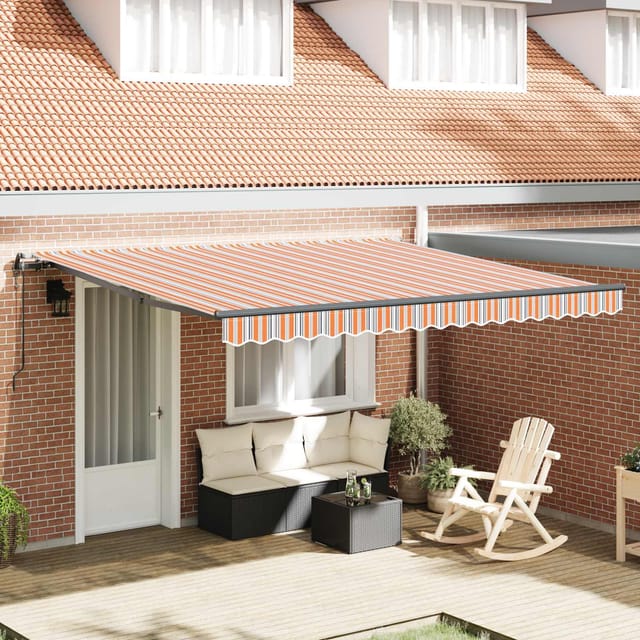 Einziehbare Markise Mehrfarbig 400 X 300 Cm Stoff Und Aluminium
