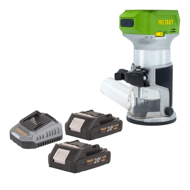 Procraft Pob24bb Akku Multifunktionsfräse 20 V 6 / 8 Mm Brushless + 2x Akku 2,0 Ah + Ladegerät