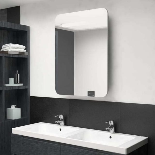 Led-bad-spiegelschrank Betongrau 60x11x80 Cm - Vidaxl