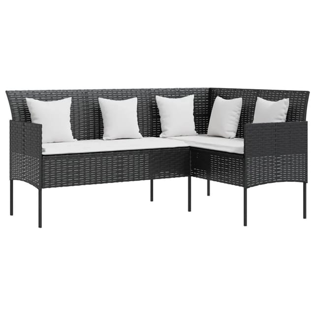 Prolenta Premium Sofa In L-form Mit Kissen Poly Rattan Schwarz