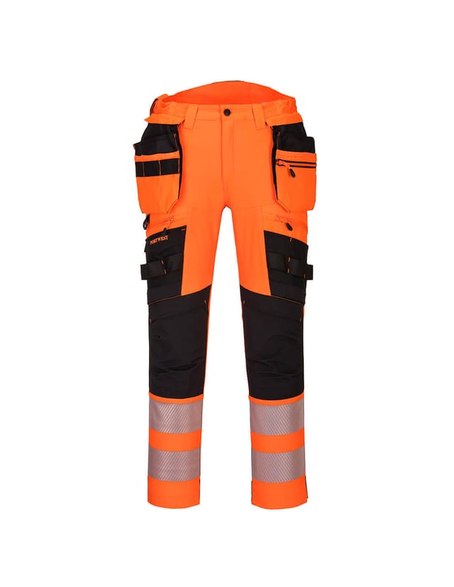 Dx4 Hi-vis Arbeitshose Mit Schwebenden Taschen Orange/schwarz 4xl - Fr(58) - Uk(48)