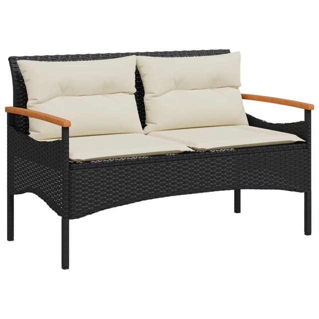 Gartenbank Mit Kissen 116x62,5x74 Cm Schwarz Poly Rattan Vidaxl
