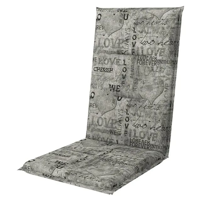 Doppler Gartenmöbel-Auflage Spot (Hochlehner, 118 x 48 x 5 cm, Baumwoll-Polyester-Mischgewebe, Herzen Grau)