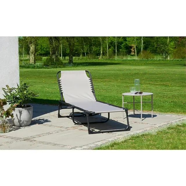 Gartenliege (B x T: 61 x 190 cm, Schwarz/Grau, Textil, Rückenlehne verstellbar)