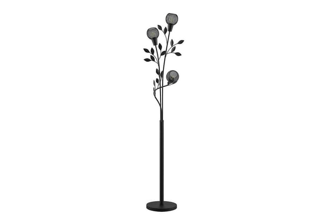 Lindby Stehlampe Kanye 9627757 Florentiner in Schwarz aus Metall 3-flammig E14 Wohnzimmerleuchte