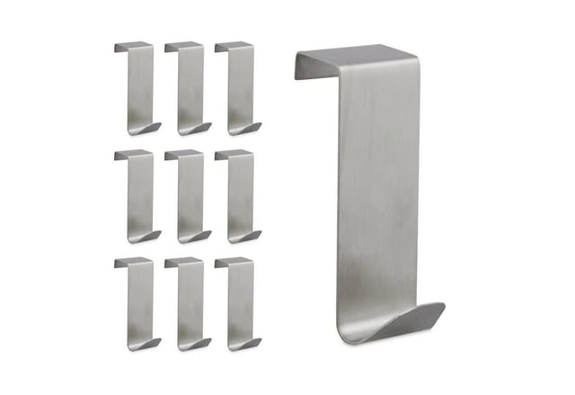 Relaxdays Türhaken 10er Set Edelstahl Silber Rostbeständig 7 x 2,5 x 5 cm