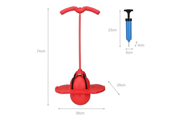 Relaxdays Pogo Ball Kunststoff Rot mit Griffen 74 cm x 39 cm x 29 cm 0,91 kg