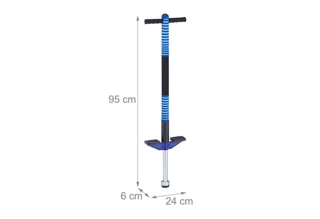Relaxdays Pogo Stick Edelstahl Blau Rutschfest bis 35 kg 95 cm x 24 cm x 6 cm 1,6 kg