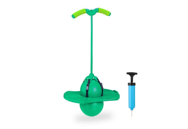 Relaxdays Pogo Ball Kunststoff Grün mit Griffen 74 cm x 39 cm x 29 cm 0,91 kg