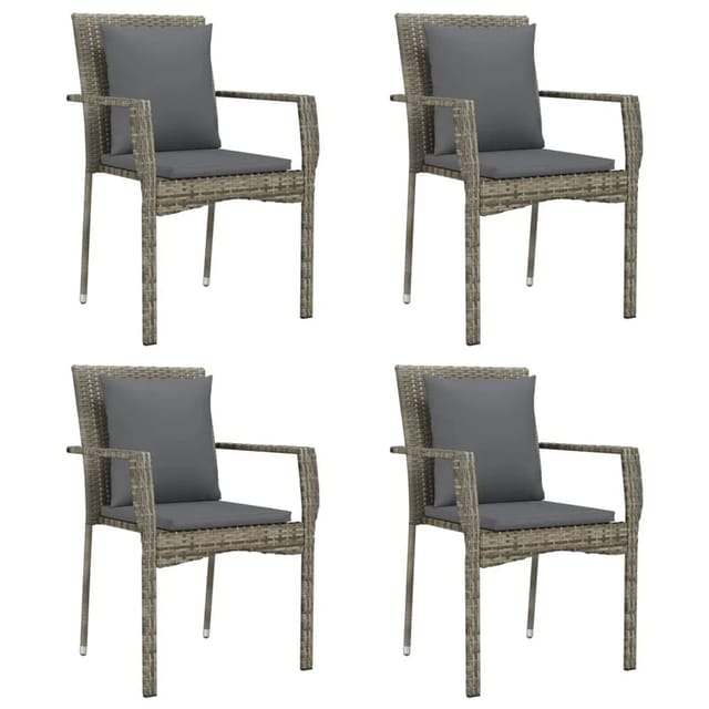 Furnicato Gartenstühle 4er Set Mit Kissen Poly Rattan 59x535x88 Cm Grau
