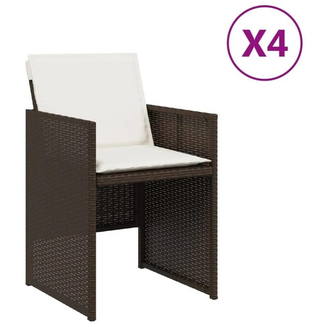 Furnicato Gartenstühle Mit Kissen 4 Stk Braun Poly Rattan