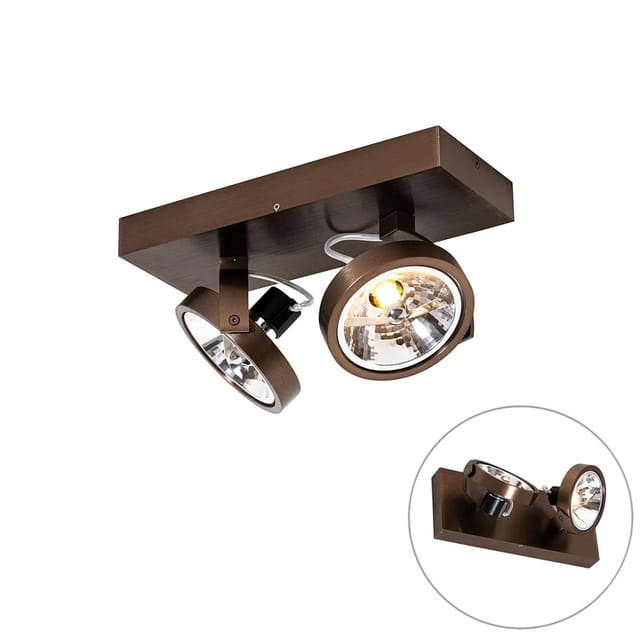 QAZQA Design Spot Dunkelbronze Verstellbar 2 Flammig Go