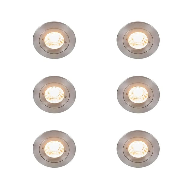 QAZQA Set mit 6 Modernen EinbauSpots Stahl Rund IP44 Xena