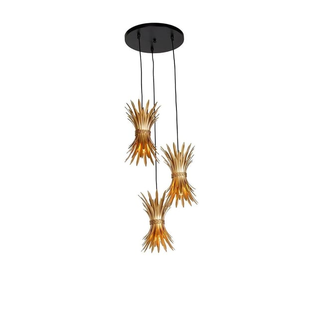 QAZQA Art Deco Hängelampe Gold 3 Flammig Wesley