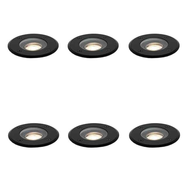 QAZQA Set mit 6 Modernen Außen BodenSpothlights Schwarz 35 mm Verstellbar IP65 Delux