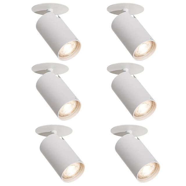 QAZQA Set mit 6 Modernen Einbaustrahlern Weiß GU10 50mm Chels