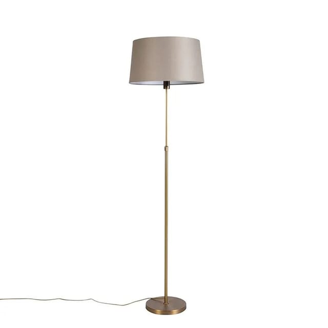 QAZQA Bronze Stehleuchte mit Leinenschirm Taupe Verstellbar 45 cm Parte