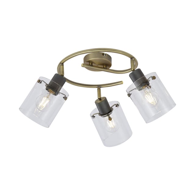 QAZQA Design Deckenstrahler Bronze mit Klarem Glas Rund 3 Licht Domo