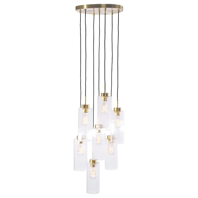 QAZQA Art Deco Hängelampe Gold mit Glas 7 Flammig Laura