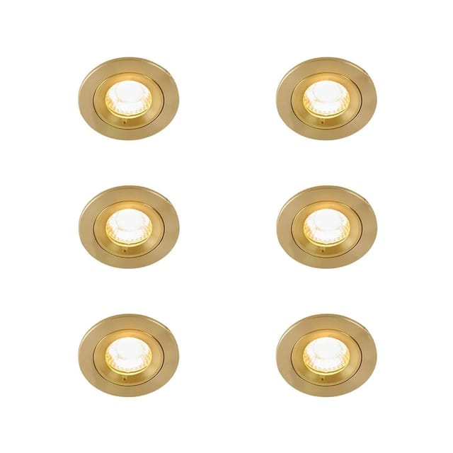 QAZQA Set mit 6 Modernen Einbaustrahlern Gold Rund IP44 Xena