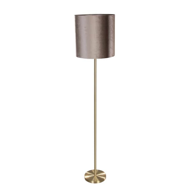 QAZQA Stehleuchte Messing mit Samtschirm Taupe 50cm Simplo