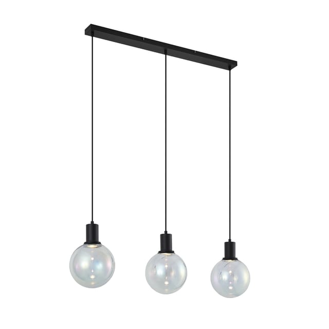 QAZQA Design Hängelampe Schwarz mit Regenbogen Glas Rechteckig 3 Flammig Mallon