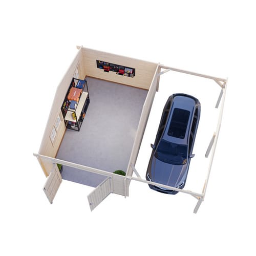 Palmako Garage Roger mit Holztor 653 x 550 cm Tauchgrundiert Grau FSC®