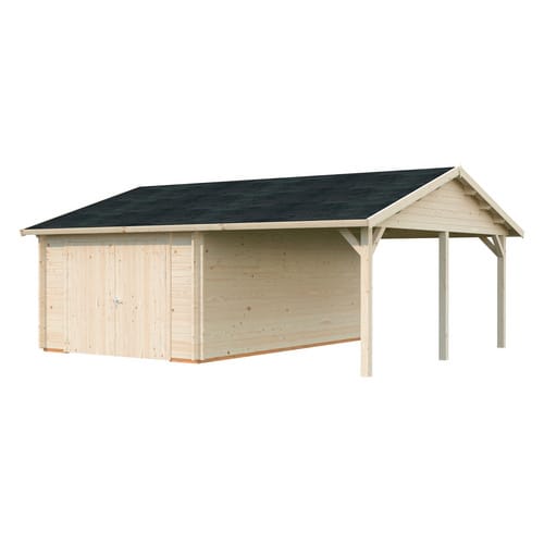 Palmako Garage Roger mit Holztor 653 x 550 cm Tauchgrundiert Transparent FSC®