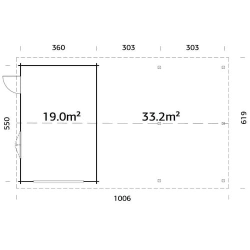 Palmako Garage Roger ohne Tor 956 x 550 cm Lackiert Weiß FSC®