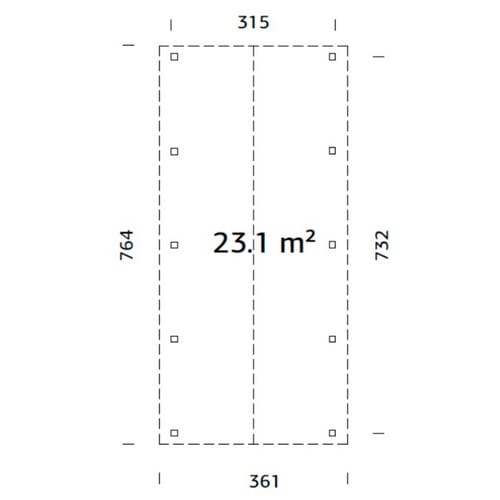Palmako Carport Robert 315 x 732 cm Naturbelassen FSC®