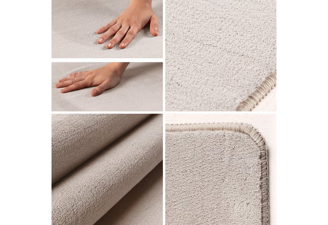 KADIMA DESIGN Teppich LECH Wohnzimmer Waschbar Schlafzimmer Wohnzimmerteppich Esszimmer Uni, Läufer, Höhe: 9 mm, Creme, 60x110 cm, Esszimmerteppich Fußbodenheizung Waschbar