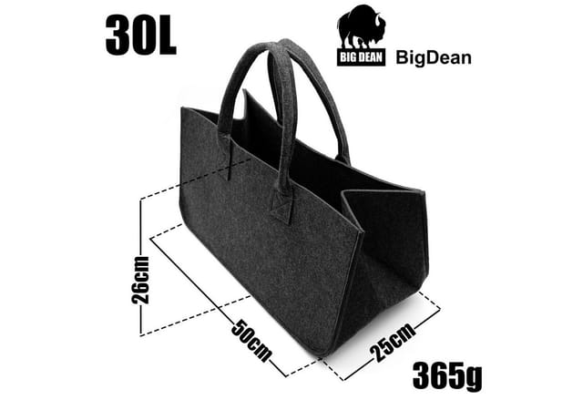 BigDean Aufbewahrungstasche 3x Filztasche in Anthrazit für Kaminholz oder als Shopper verwendbar (Set, 3-tlg., Tasche/n), Faltbare, Wiederverwendbare, Ökologische Filztasche
