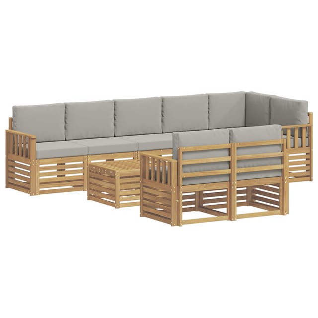 Outdoor-sofagarnitur 8 Pcs Weiß Und Hellgrau 59 X 59 X 37 Cm Vidaxl