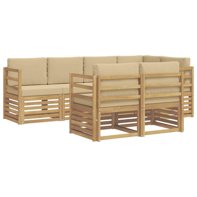 Outdoor-sofagarnitur 7 Pcs Weiß Und Beige 245 X 126,5 X 73 Cm Vidaxl