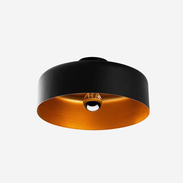 Deckenleuchte - Metall - Schwarz Innen Gold - H.18 X D.35 Cm - Aveno