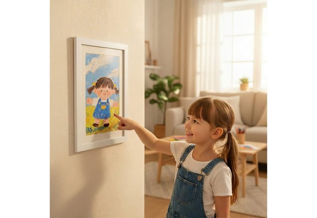 Relaxdays Kinder Bilderrahmen A4, Klappbar, Magnetisch, Wechselrahmen Für Kinderbilder, 32x25,5 Cm, Mdf & Acryl, Weiß