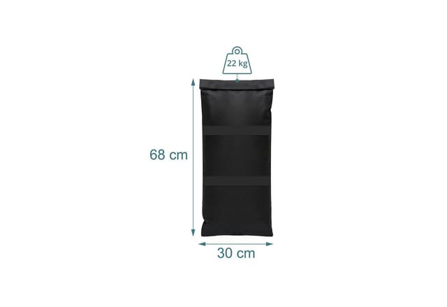 Relaxdays Sandsäcke, 2er Set, Je 22 Kg Befüllbar, Sonnenschirmständer & Trampolin, Beschwerer, Bxt: 68x30 Cm, Schwarz