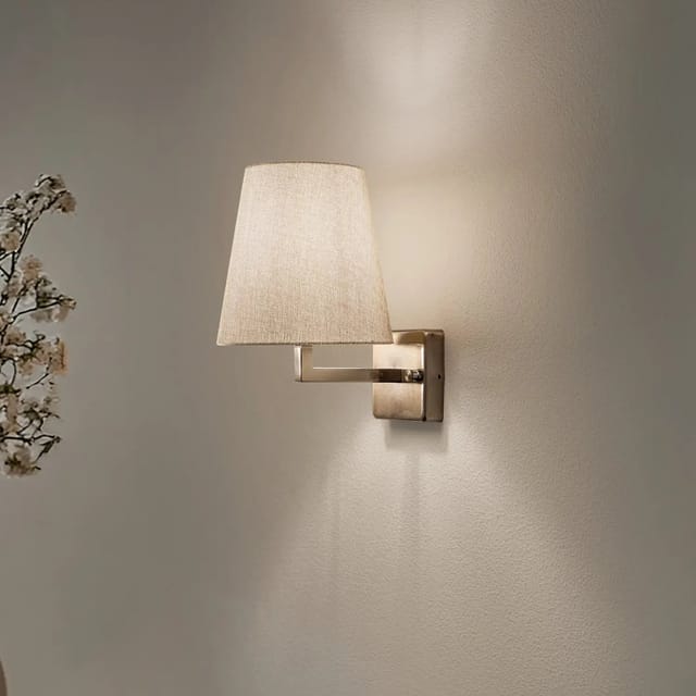 [gebraucht] B-ware Profil Wandleuchte Wandlampe Gold Creme Metall Textil Höhe 30 Cm Wohnzimmer Flur
